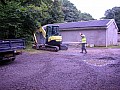unloading the digger